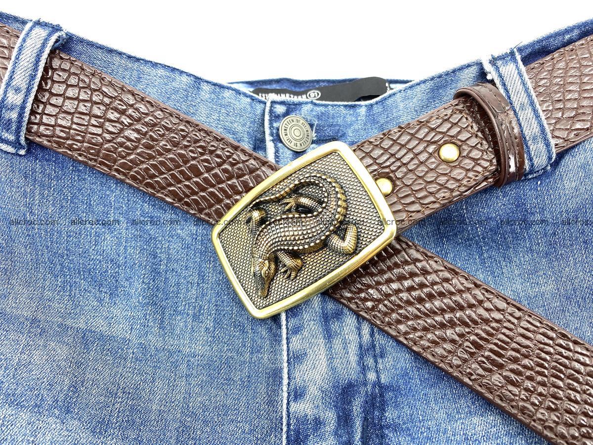 Handcrafted Crocodile leather belt 818 Foto 6
