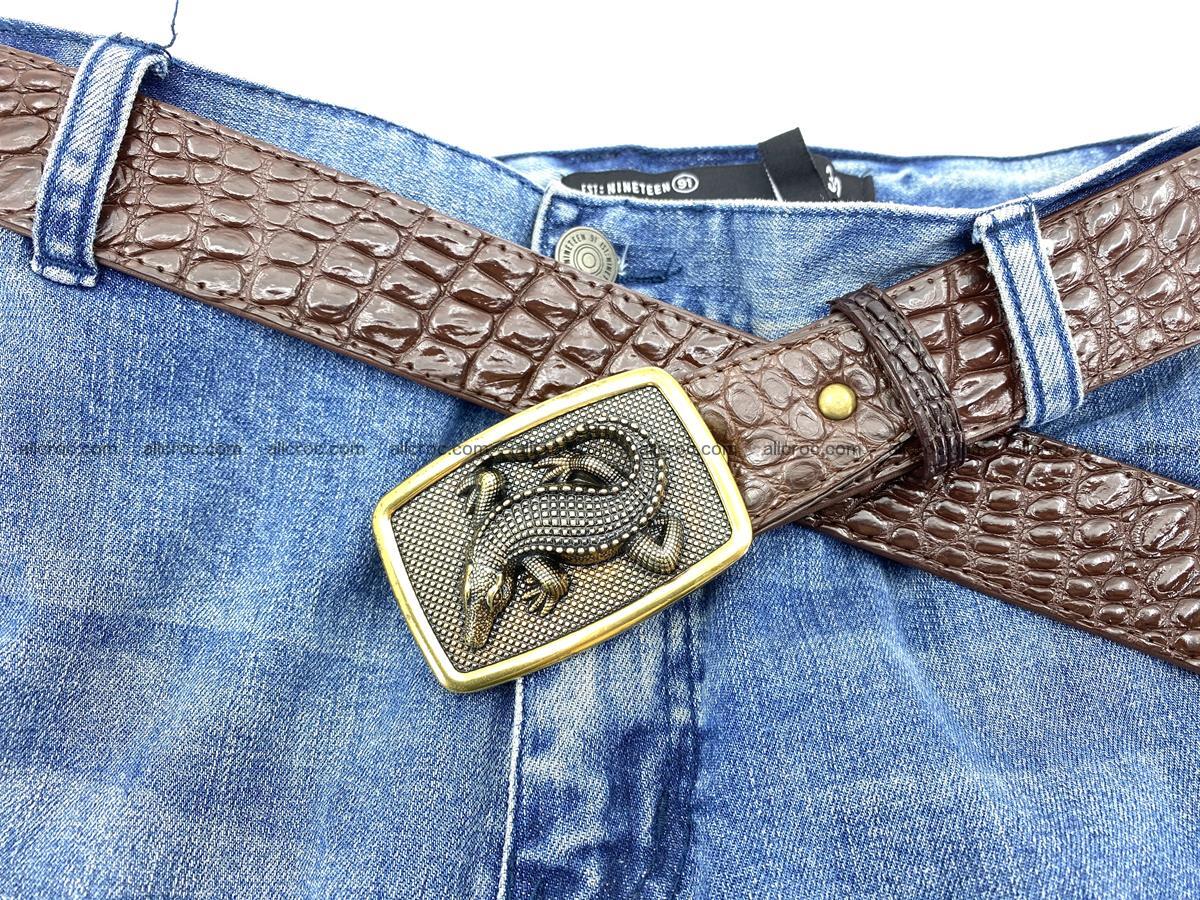 Handcrafted Crocodile leather belt 816 Foto 6