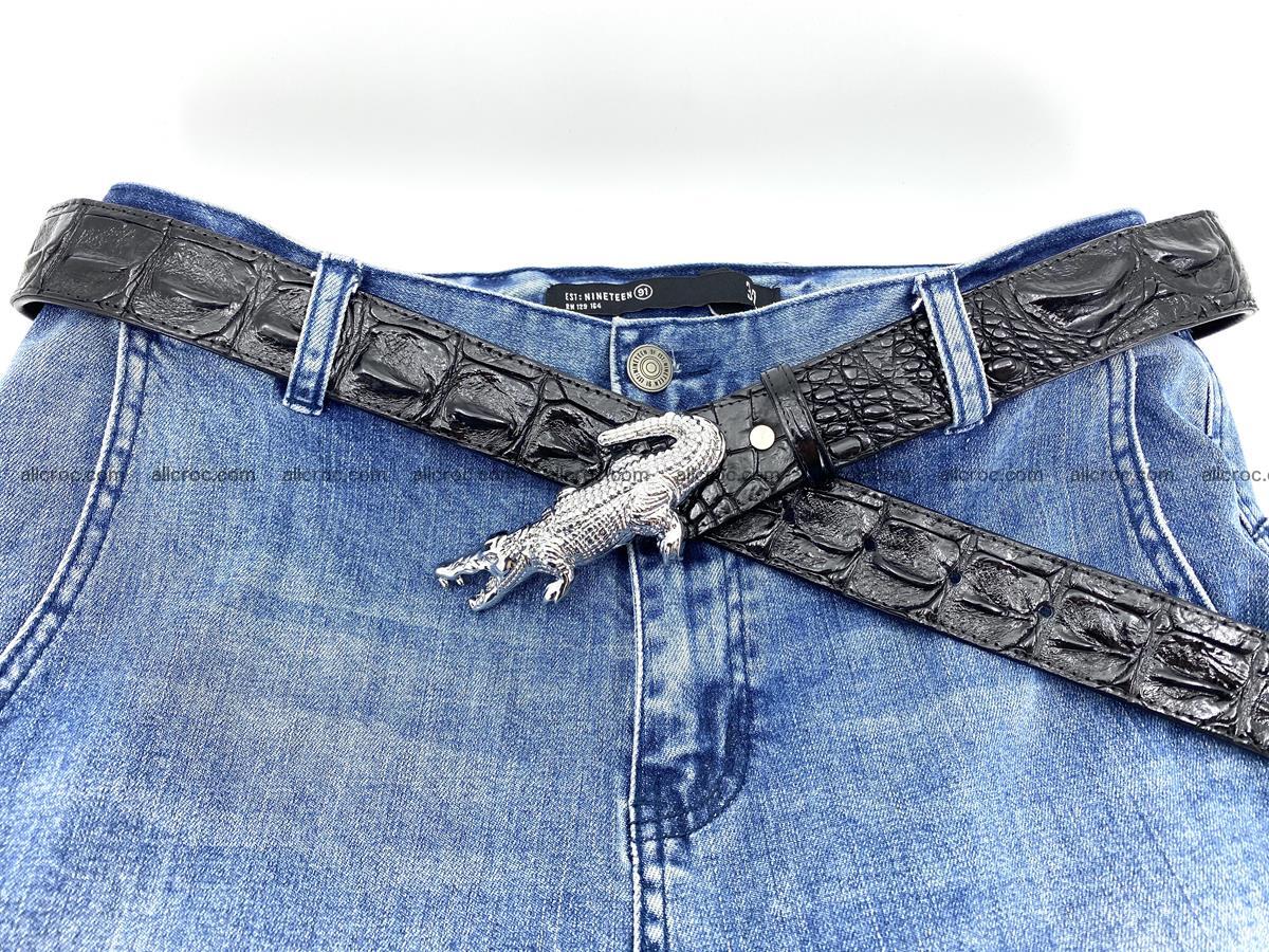 Handcrafted Crocodile leather hornback belt 765 Foto 8