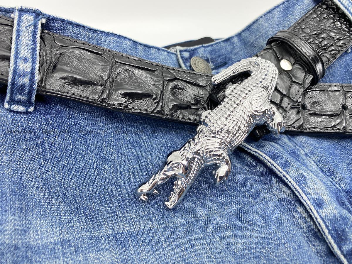 Handcrafted Crocodile leather hornback belt 765 Foto 10