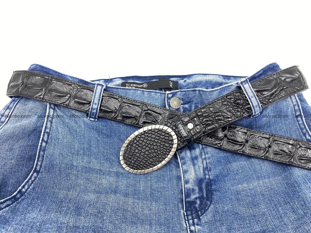 Handcrafted Crocodile leather hornback belt 774 Foto 5