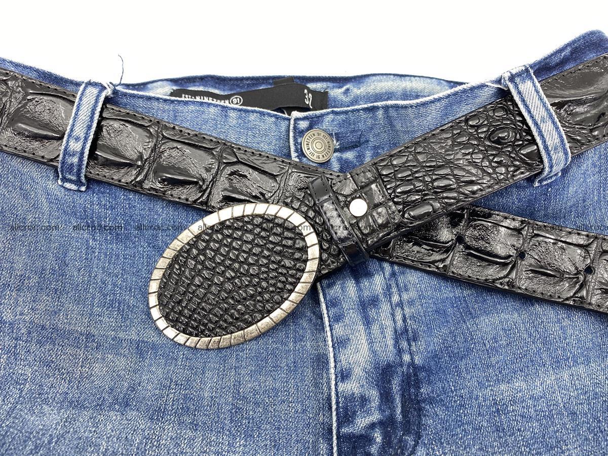 Handcrafted Crocodile leather hornback belt 774 Foto 6