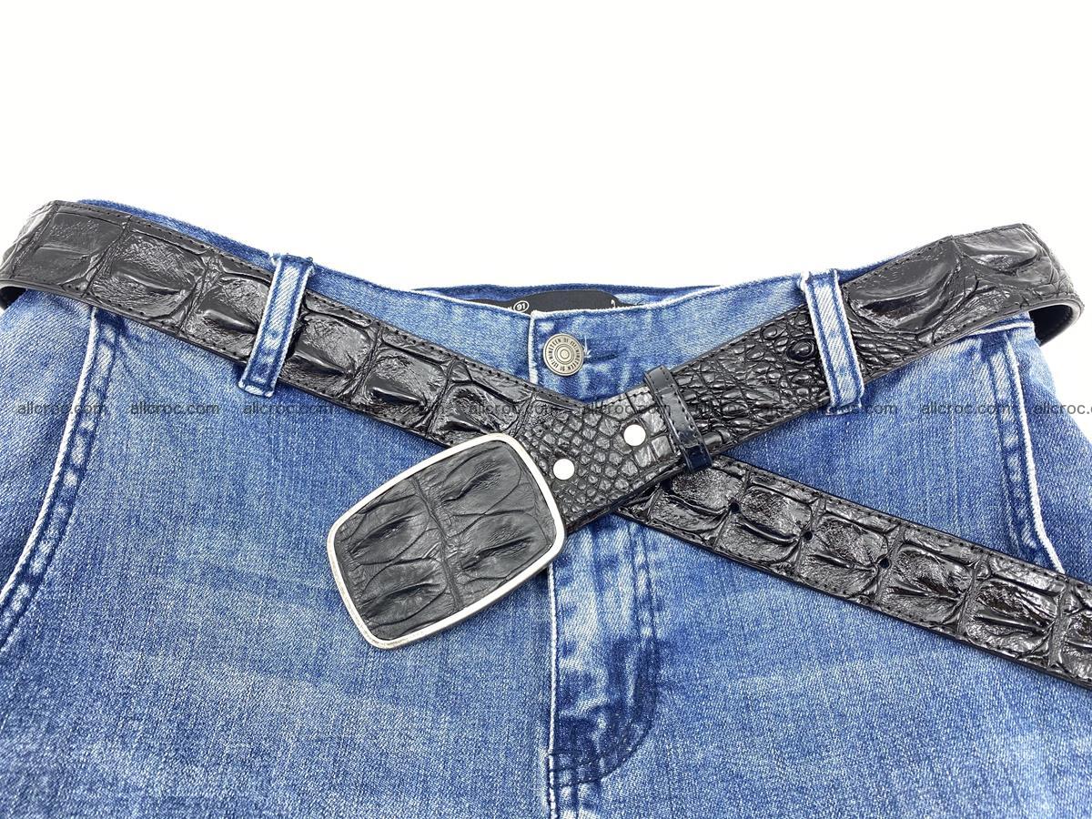 Handcrafted Crocodile leather hornback belt 788 Foto 5