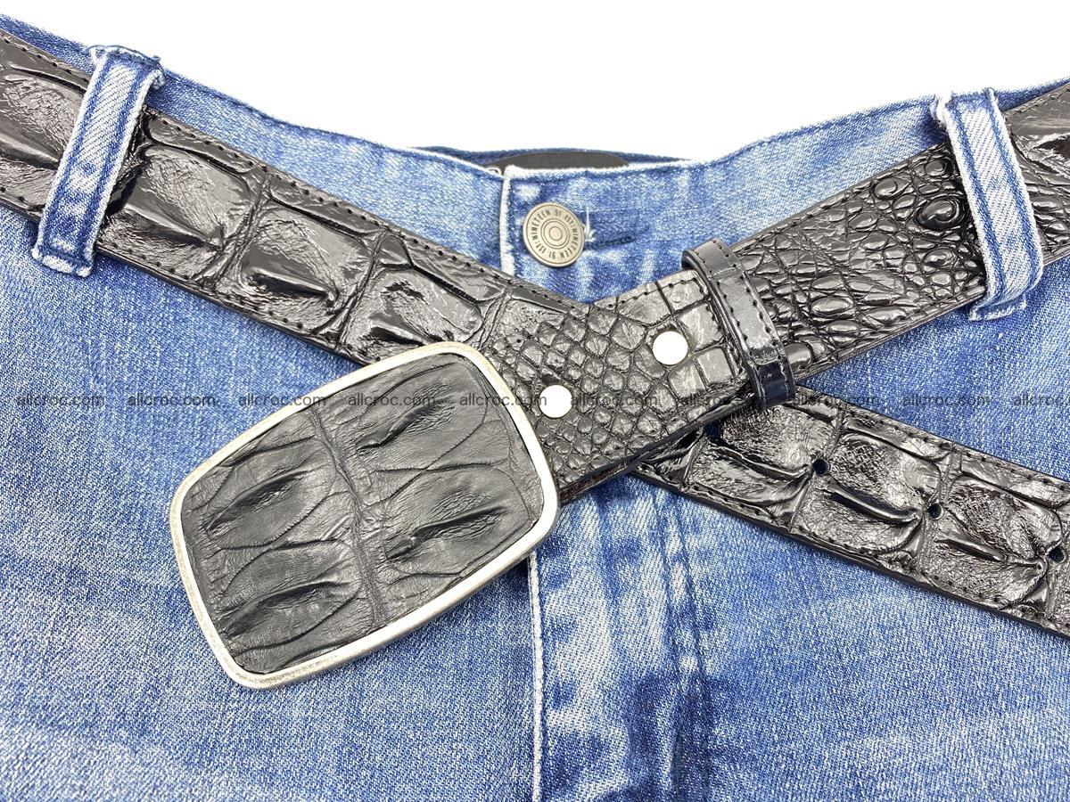 Handcrafted Crocodile leather hornback belt 788 Foto 6
