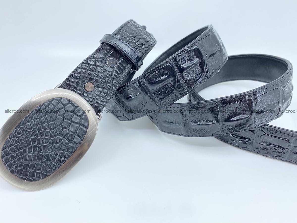 Buy handcrafted Siamese crocodile leather hornback belt black color