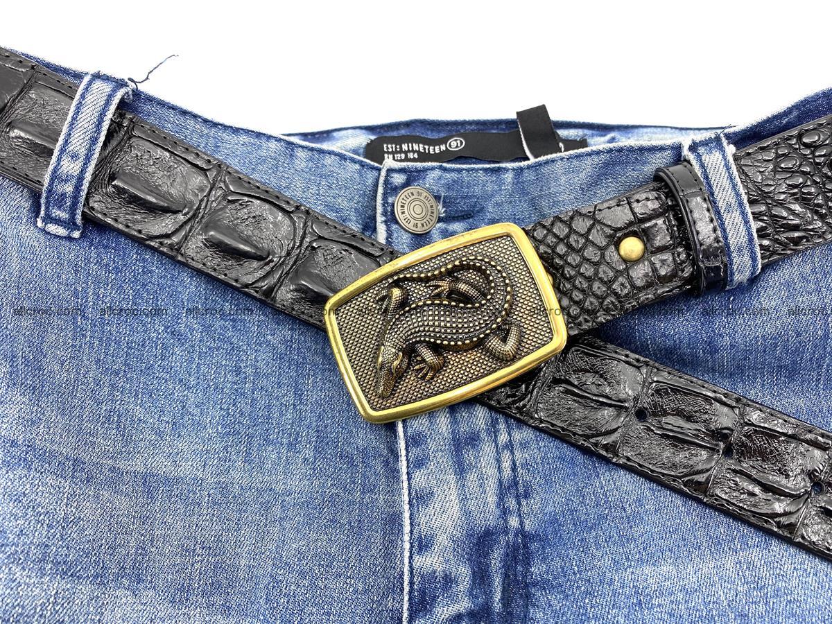 Handcrafted Crocodile leather hornback belt 809 Foto 4