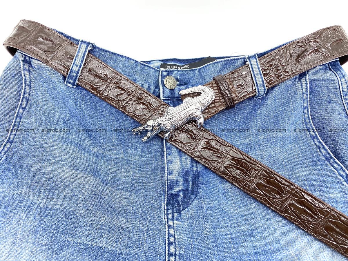 Handcrafted Crocodile leather hornback belt 766 Foto 9