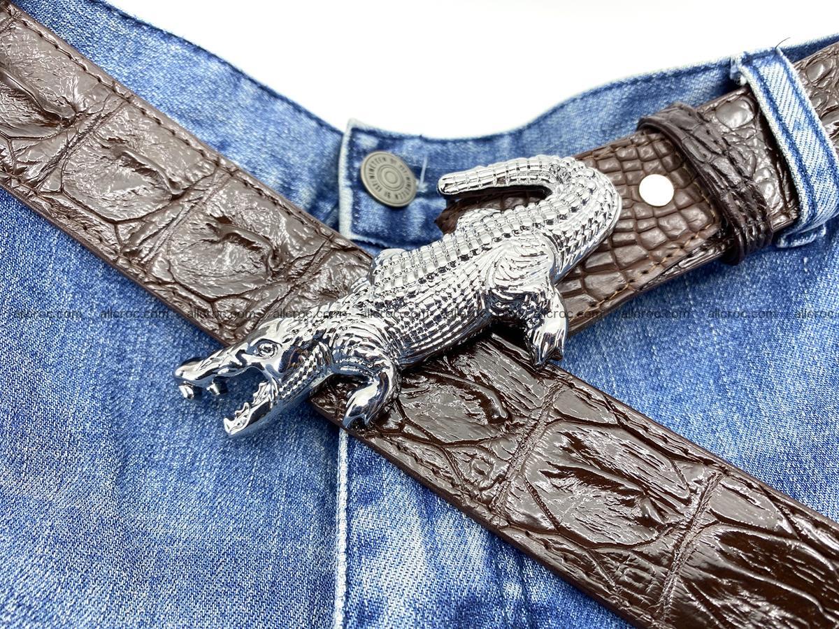 Handcrafted Crocodile leather hornback belt 766 Foto 10
