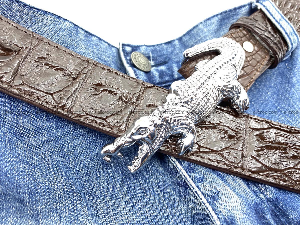 Handcrafted Crocodile leather hornback belt 766 Foto 11