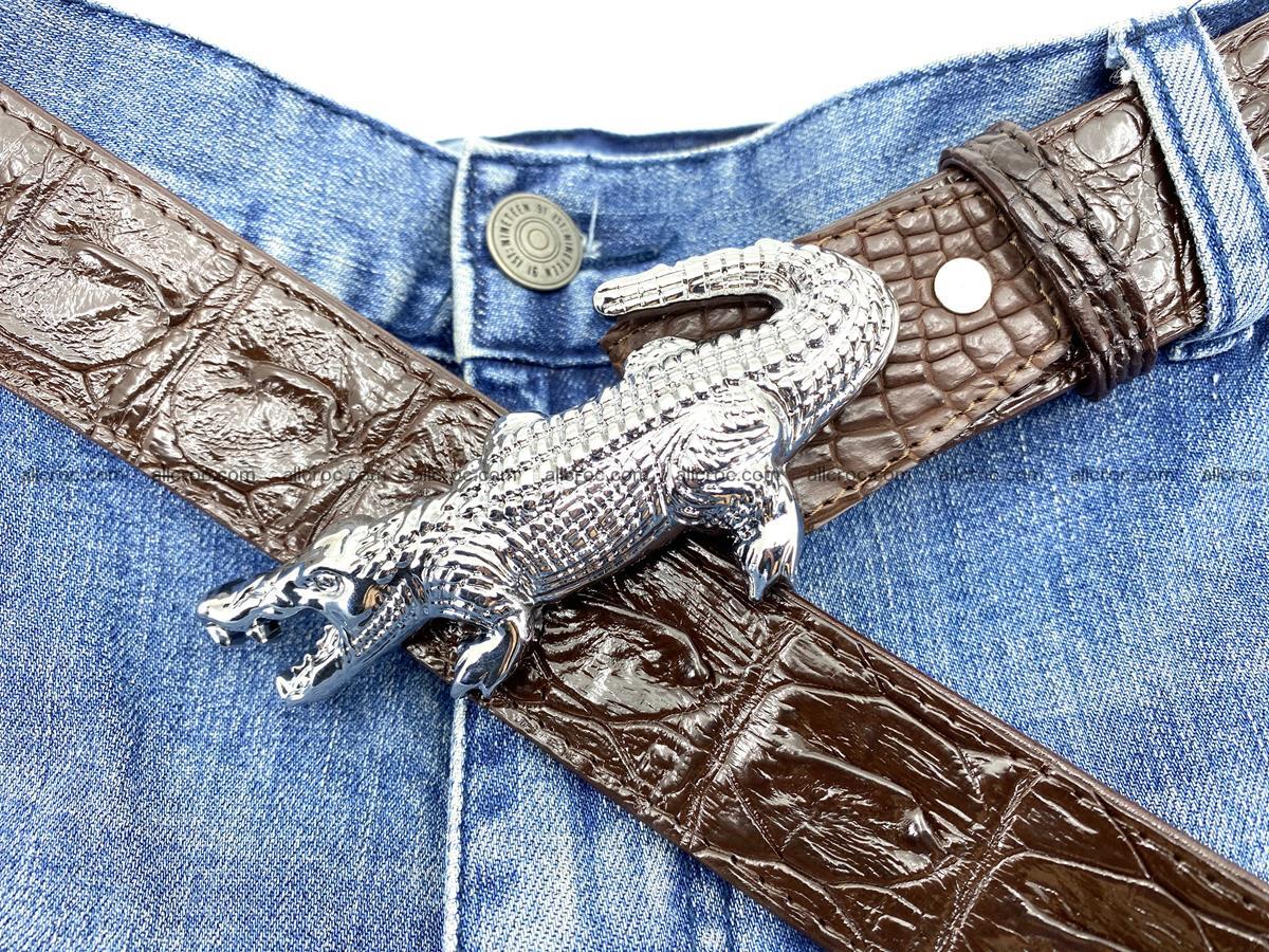 Handcrafted Crocodile leather hornback belt 766 Foto 12