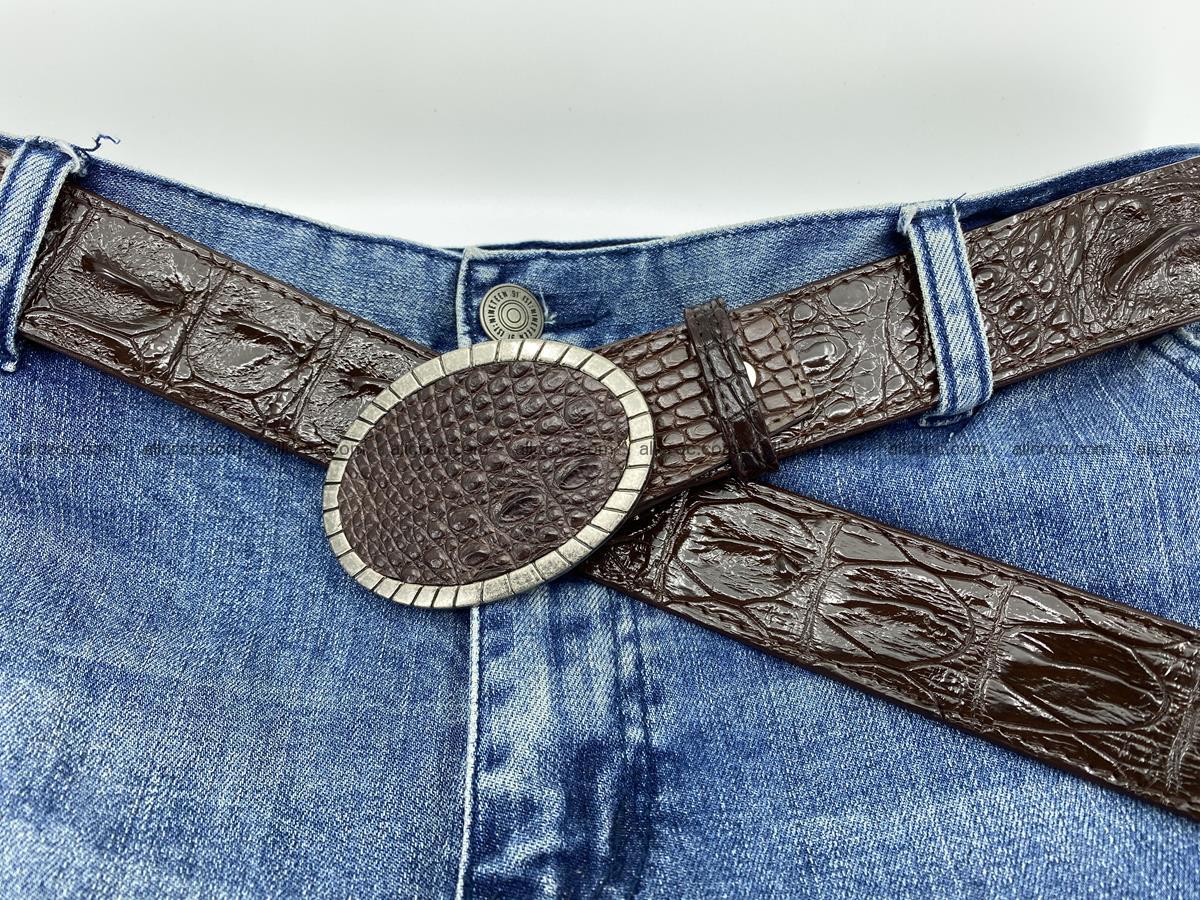 Handcrafted Crocodile leather hornback belt 773 Foto 6