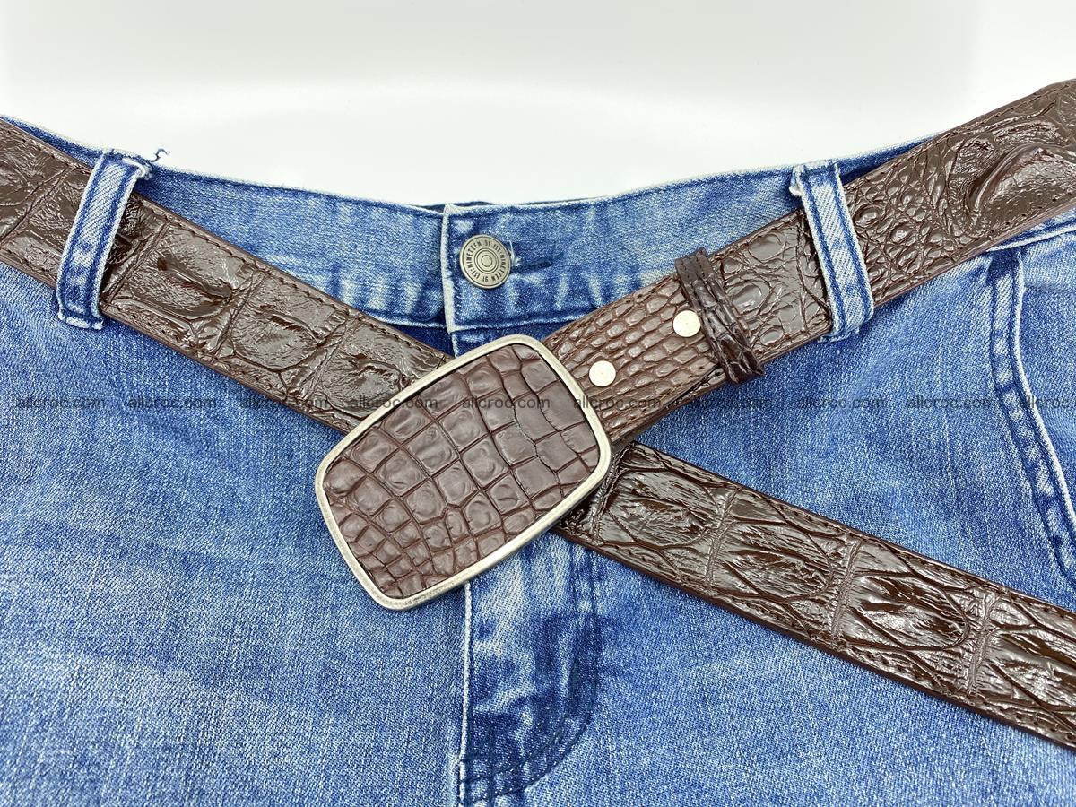 Handcrafted Crocodile leather hornback belt 784 Foto 5