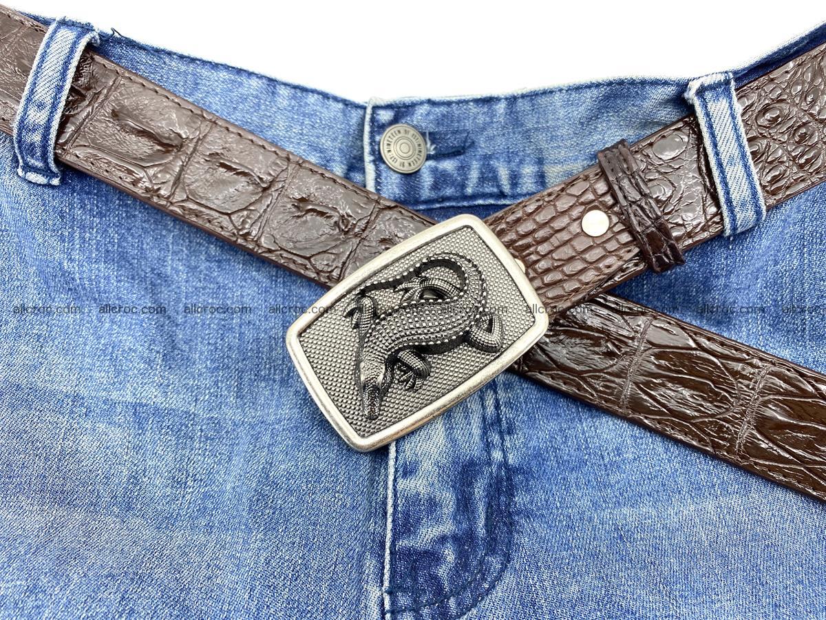 Handcrafted Crocodile leather hornback belt 808 Foto 6