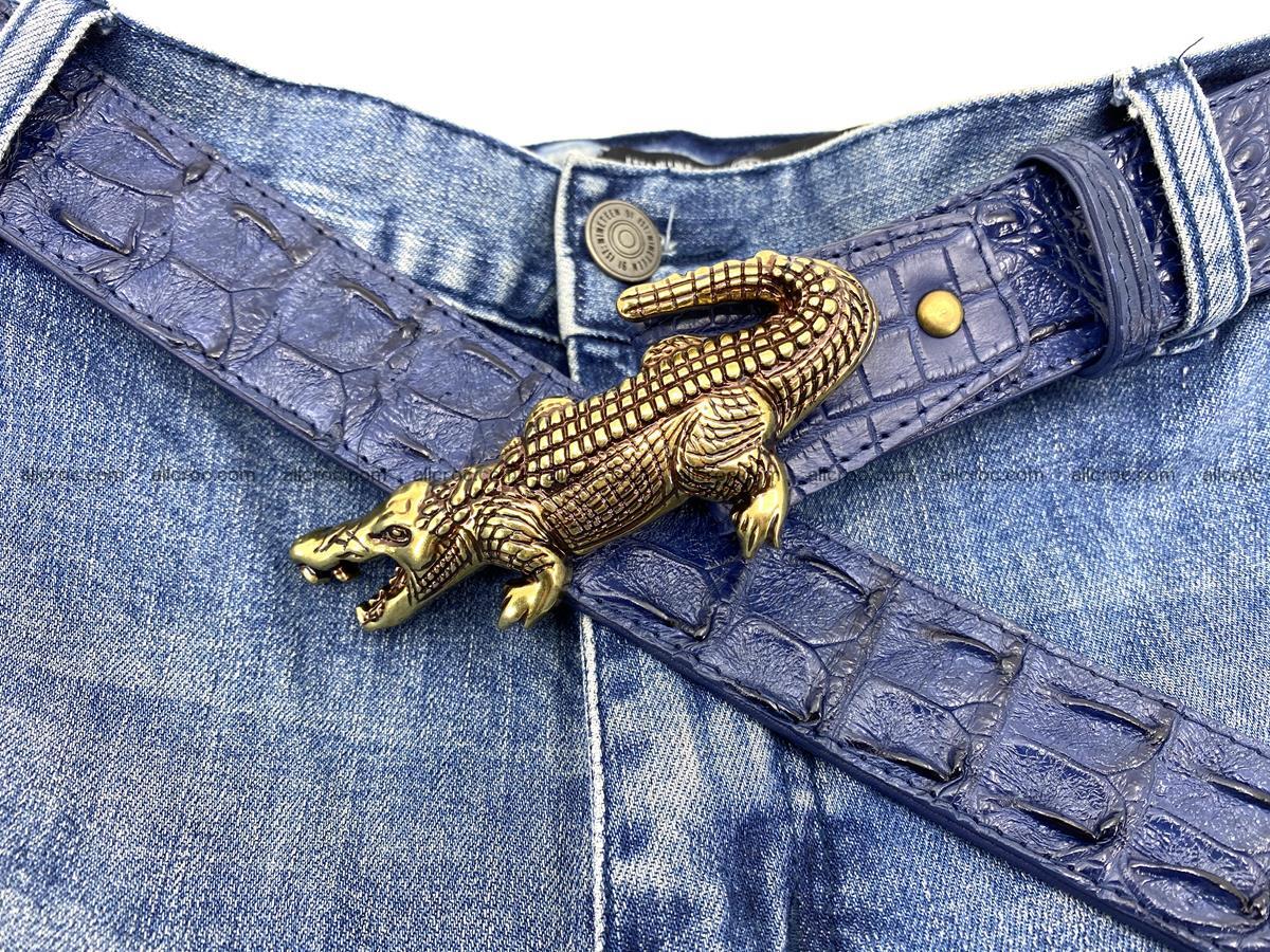 Handcrafted Crocodile leather hornback belt 763 Foto 9