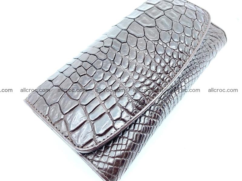 Crocodile leather long wallet trifold 595