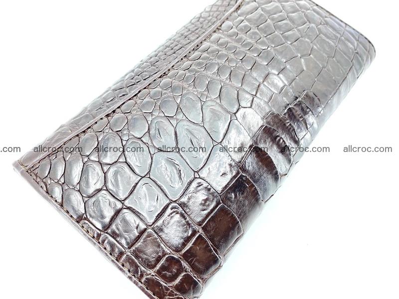 Crocodile leather long wallet trifold 595