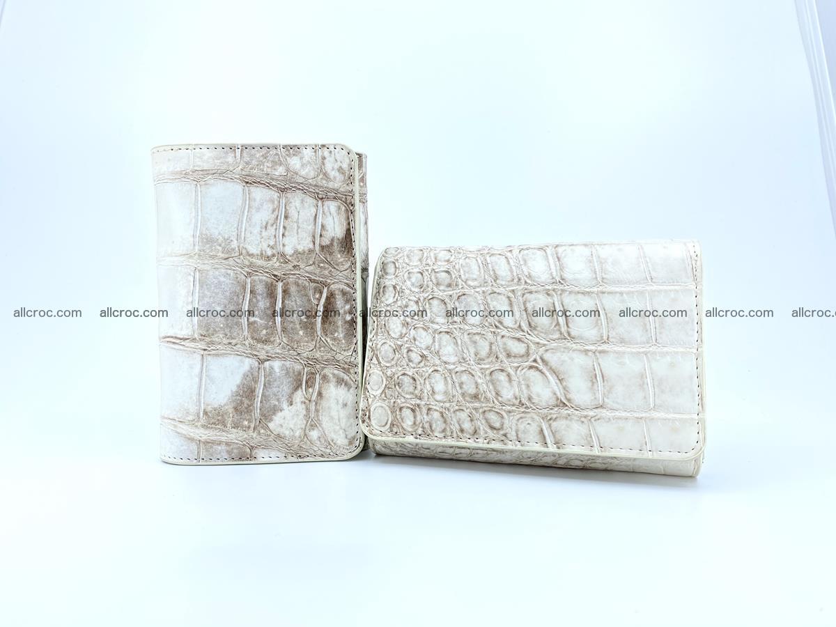 Siamese crocodile skin wallet for women belly part, trifold medium size 441 Foto 13