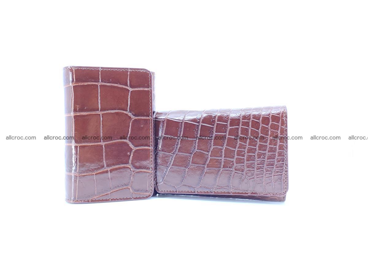 Siamese crocodile skin wallet for women belly part, trifold medium size 443 Foto 13