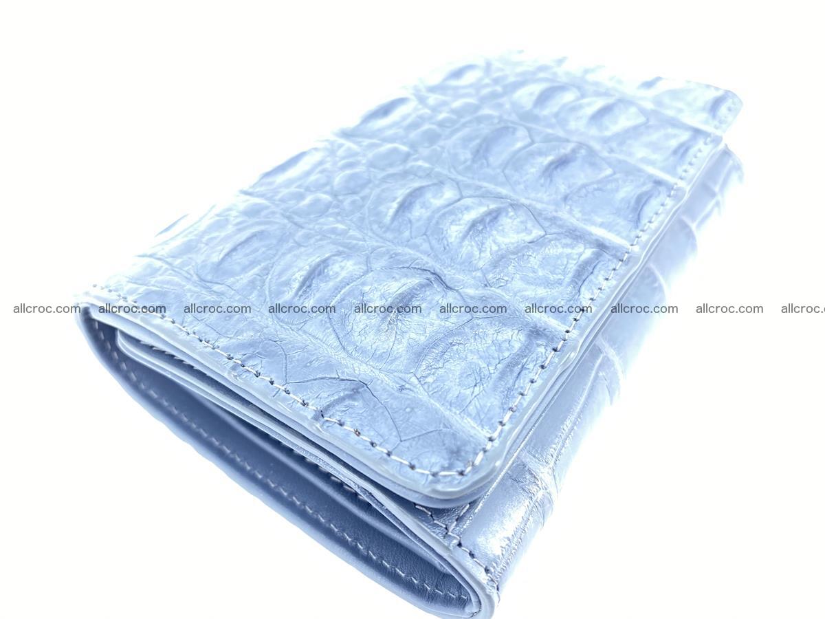 Siamese crocodile skin wallet for women, trifold medium size 431 Foto 4