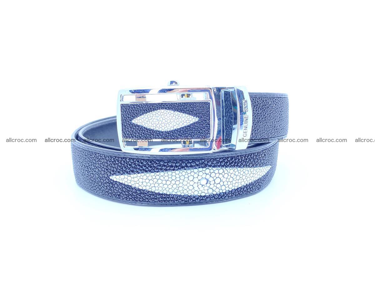 Stingray leather belt black color with 3 white eyes 2216 Foto 1