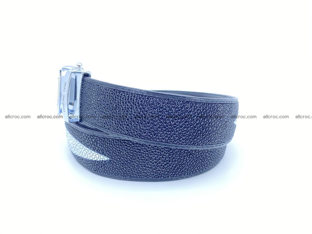 Stingray leather belt black color with 3 white eyes 2216 Foto 2