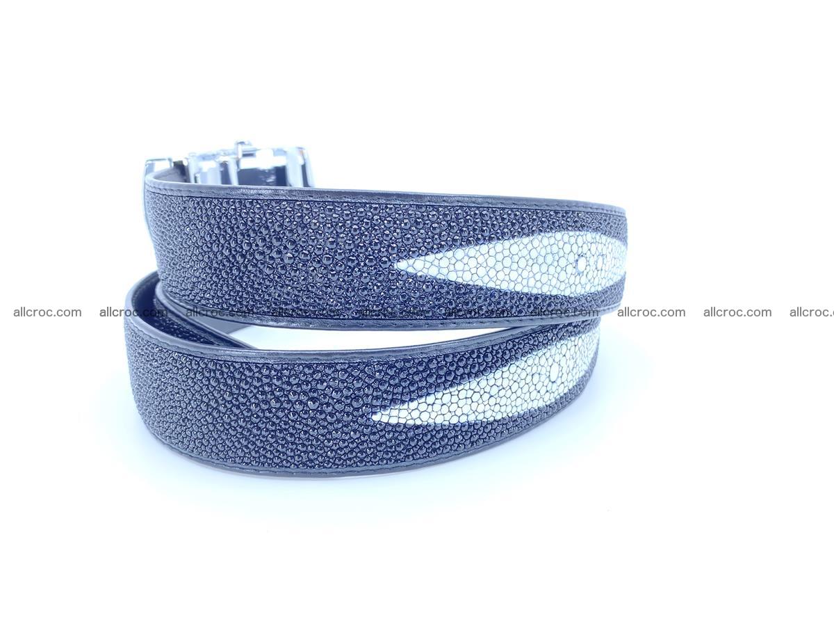 Stingray leather belt black color with 3 white eyes 2216 Foto 4