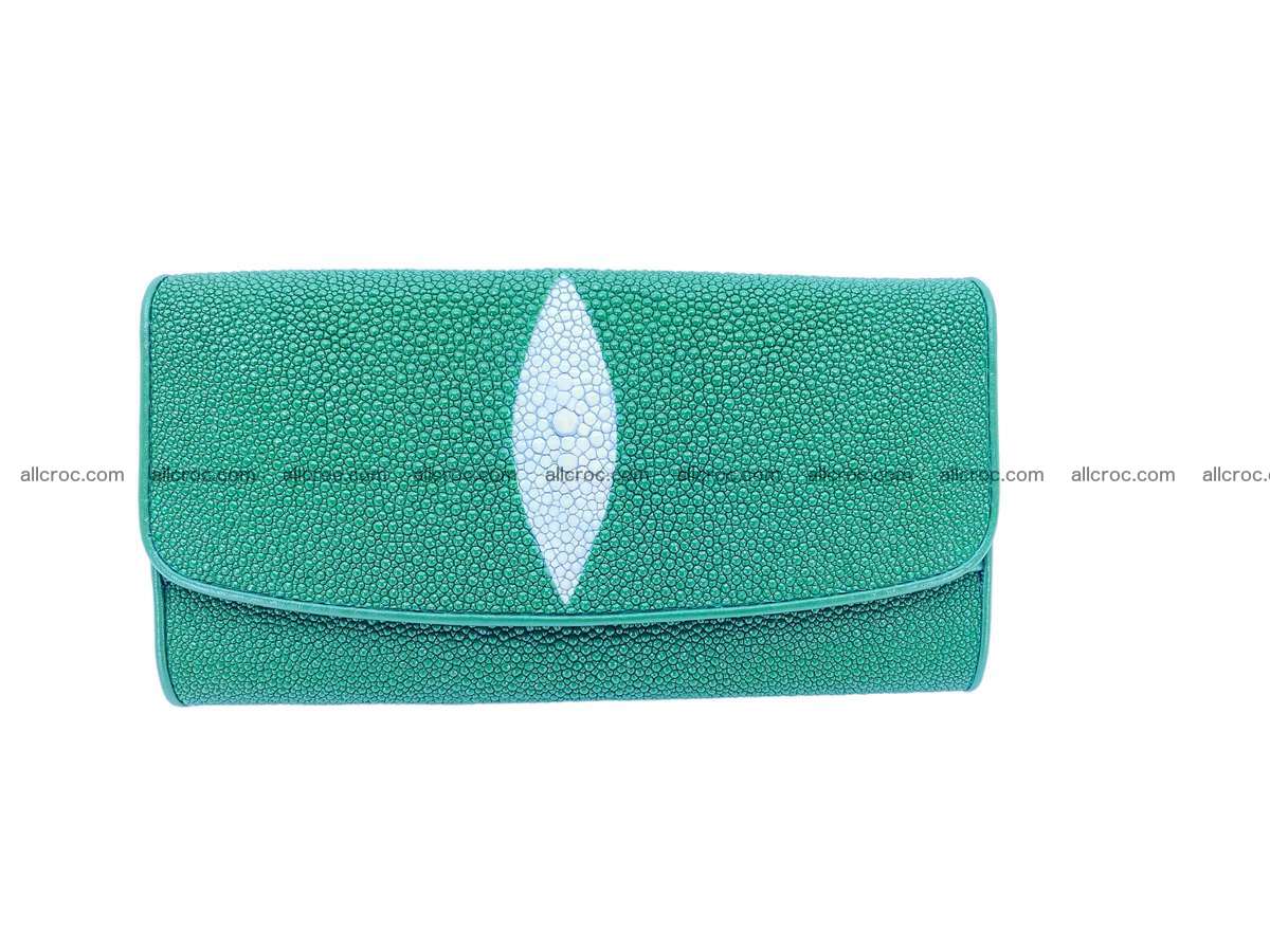 Stingray leather long wallet green color 2195 Foto 0