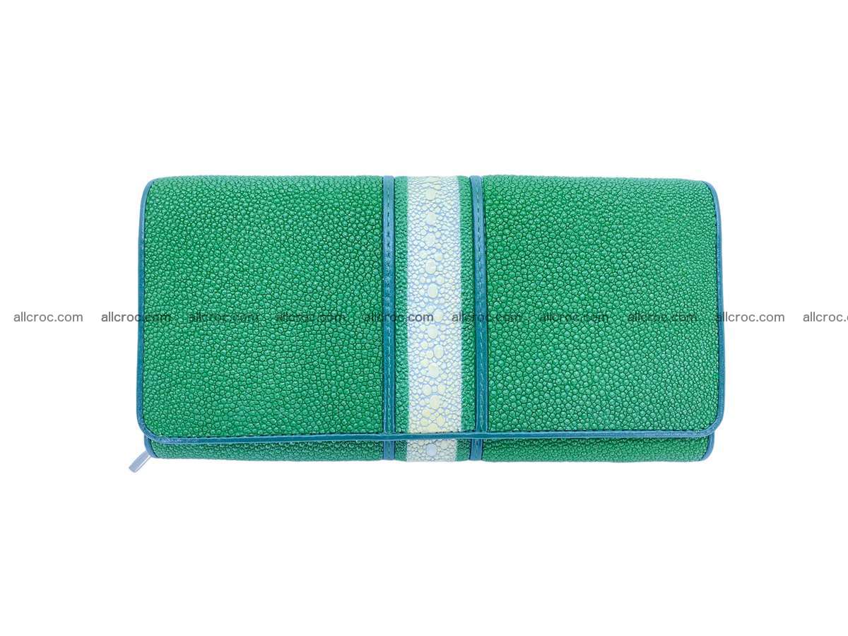 Stingray leather long wallet green color 2198 Foto 0