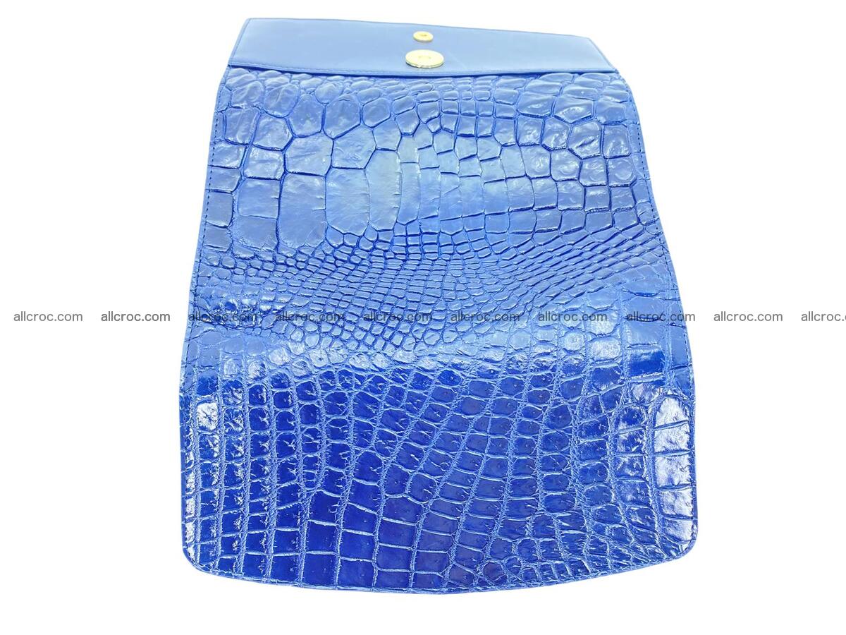 Women's crocodile skin long wallet big trifold 1738 Foto 4