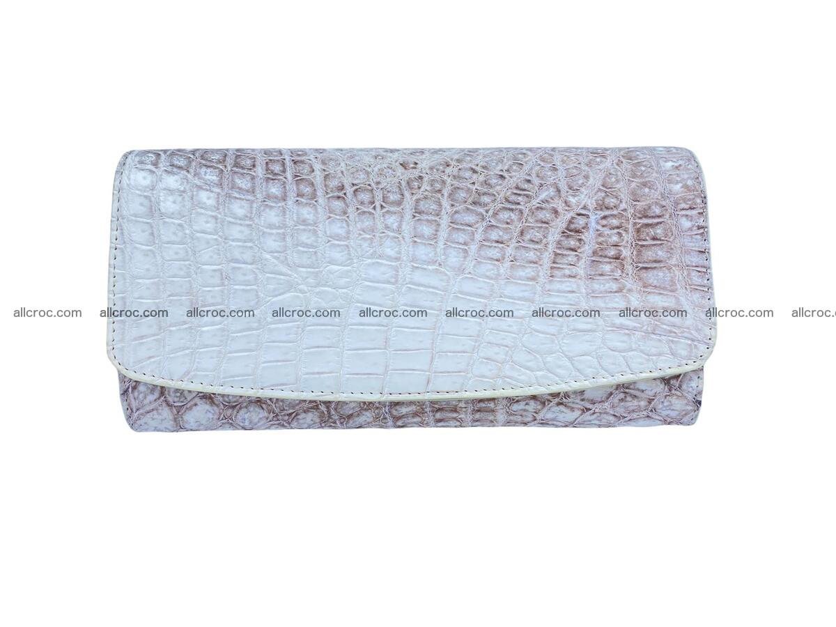 Women's crocodile skin long wallet big trifold 1733 Foto 2