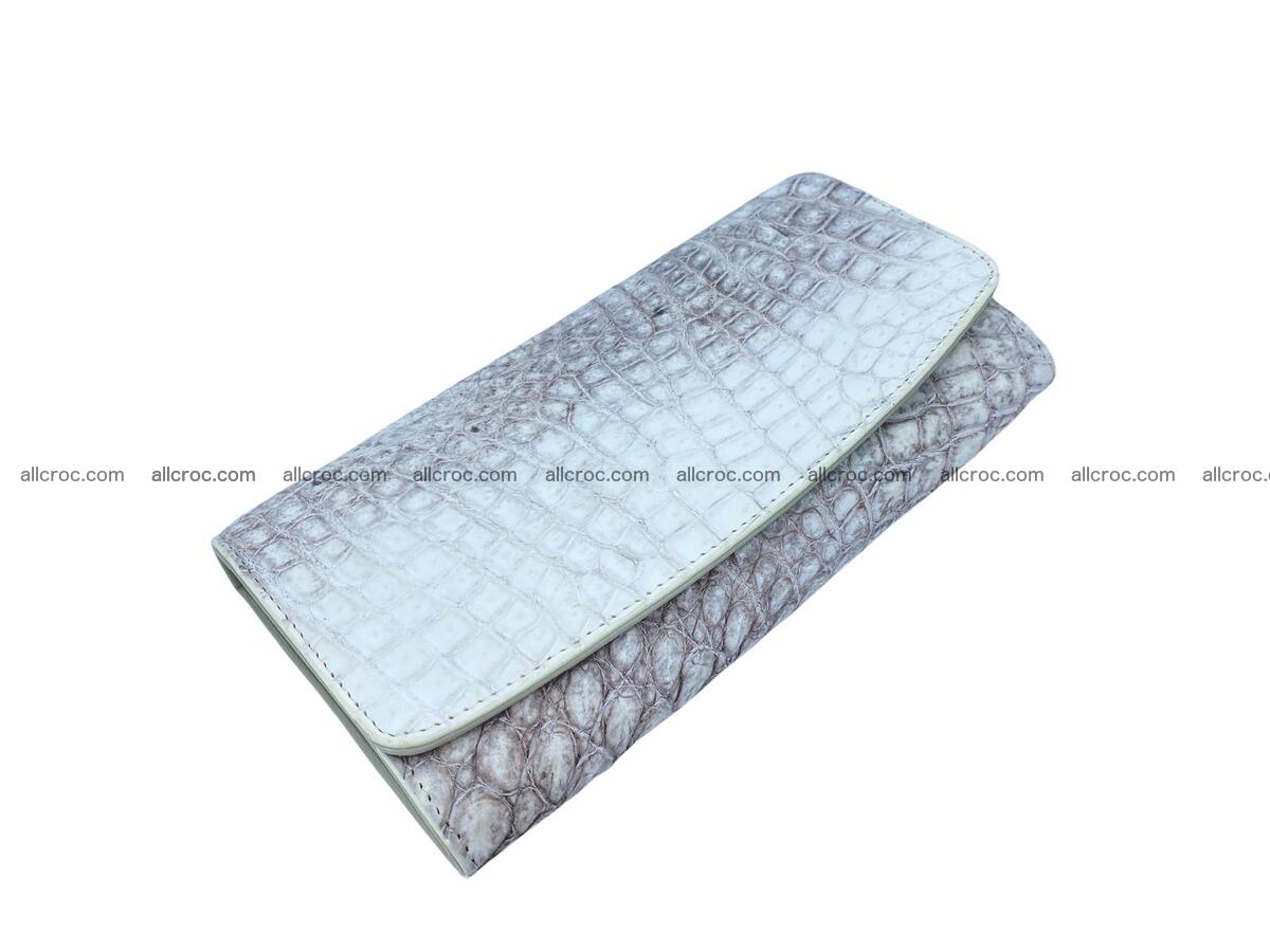 Women's crocodile skin long wallet big trifold 1737 Foto 3